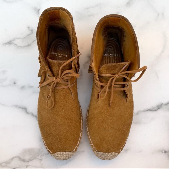 Saint Laurent Tan Suede Fringe Espadrille desert boot booties size IT 40 US 10 - Picture 10 of 16